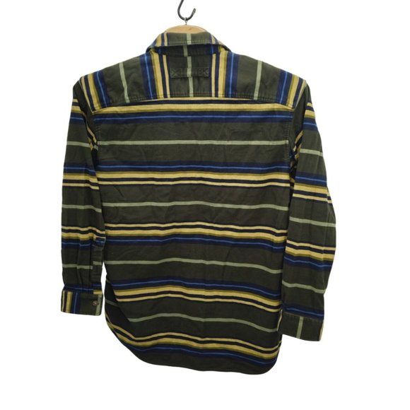 Duluth Trading Co Shirt Heavy Button Up Striped Men's XL Tall Multicolor Pockets - Picture 4 of 9